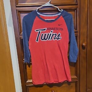 Nike Kids Red and Blue Minnesota Twins Long Sleeve Tee